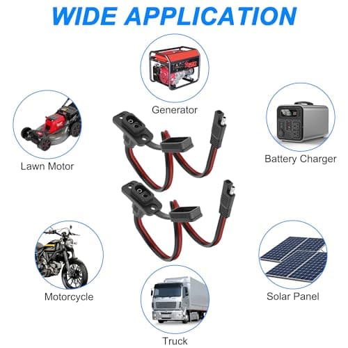 MEIRIYFA SAE Quick Connector Harness Adapter Male Plug to Female Socket Cable, 12AWG SAE Extension Cord Power Sidewall Port Weatherproof for Solar Generator Battery Charger (2Pack, 0.3M) — view 4