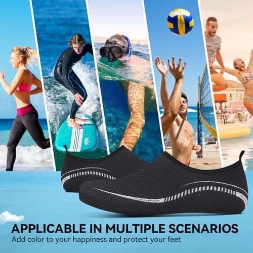 Water Shoes Beach Shoes for Women Men Swim Swimming Sea-996BK 5UK /38EU — view 6