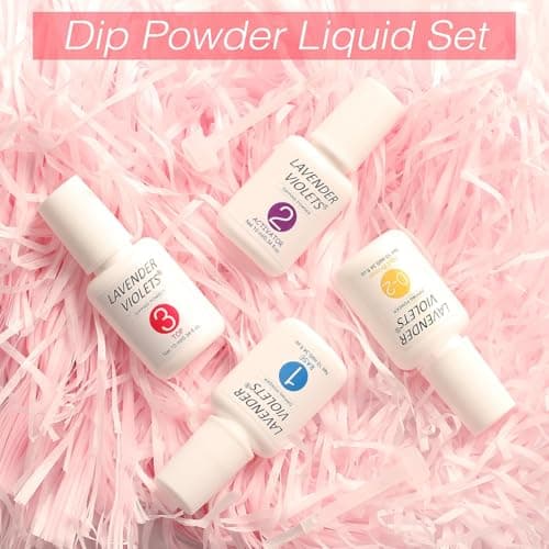 Lavender Violets Dip Powder liquid Set with Nail Primer, Activator, Base & Top Coat High Glossy & Long Lasting Starter Friendly Dipping Powder Nail Kit Essential Portability J781 — view 3