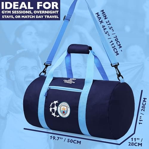 Manchester City F.C. Duffle Bag Sports Holdall for Men Teens Supporters' Gear Kids Large Gym Bag for Football PE Overnight Weekender — view 6