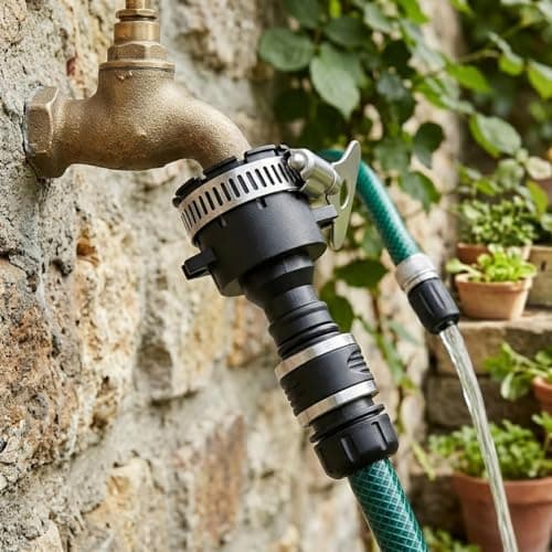 Haonyue 2PCS Universal Rubber Tap Connector, Garden Hose Tap Connector, 16mm Indoor and Outdoor, for Garden Kitchen Bathroom, Sink Hose Adapter, Adjustable Stainless Steel Collar Hose Adapter — view 4