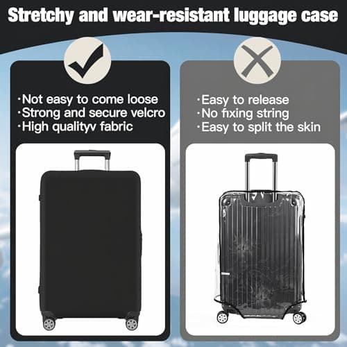Scettar Suitcase Cover Protectors,Travel Trolley Case Cover Protector,Suitcase Covers Protectors Large with Luggage Tag (L-Black) — view 6