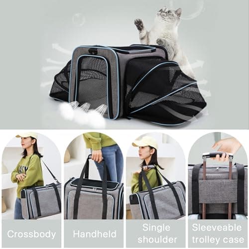 MIZAZBOX Expandable Pet Carrier, Airline Approved Pet Carrier, Pet Backpack Carrier for Dog, Cat, Puppy, Kittens Travel Friendly with comfortable fleece bed — view 4