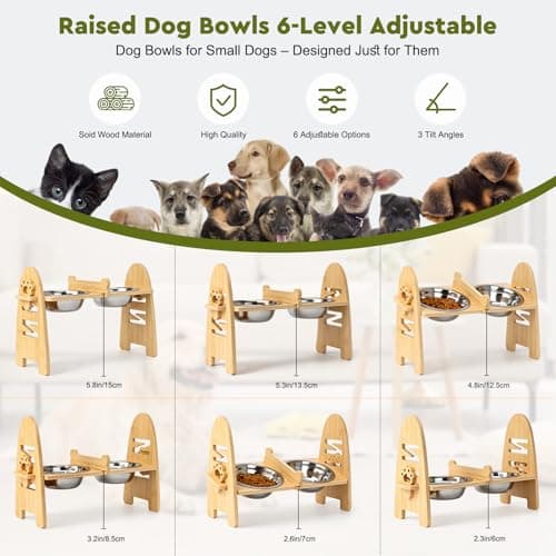 Raised Dog Bowls with Stand 6 Level Adjustable,2 Stainless Steel Pet Bowls — view 2