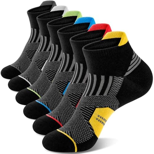 Niofind Mens Trainer Socks, Cotton Ankle Socks for Men Women, Breathable Sports Socks for Running, Walking, Gym, Multipack (6 Pairs), 5-8, Multicolor