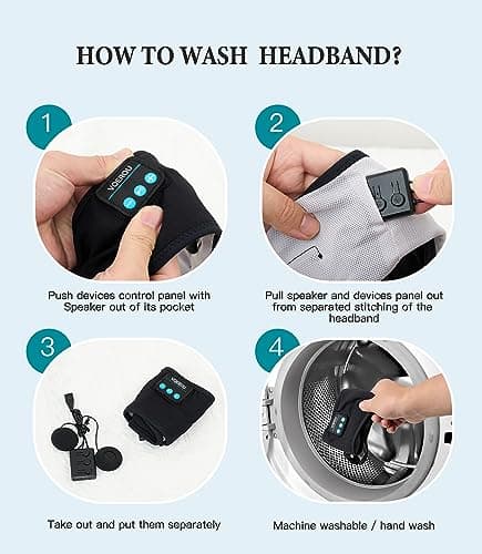 Voerou Sleep Headphones, Adjustable Bluetooth Headband Headphones, Ultra-Long Play Time Sleeping Headphones with Built in HD Hi Fi Speakers, Perfect for Sleep, Workout, Tennis, Yoga, Travel, Insomnia — view 6