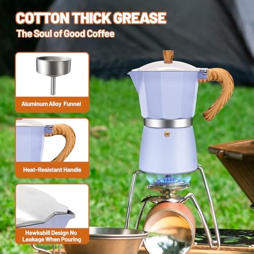 DITOSH 3 Cup Aluminum Espresso Stovetop Moka Pot Express Coffee Maker Percolator Italian Classic Mocha Coffee Machine for Italian and Cuban Cafe Brewing for Home & Camping 150ml 5oz (Purple, 12 Cup) — view 5