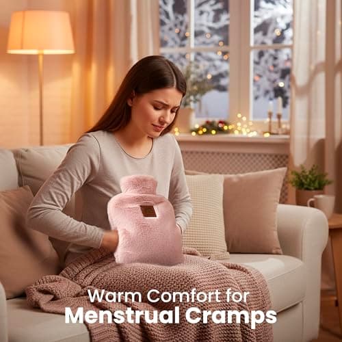 KNIGHT Rechargeable Hot Water Bottle with Charger, Soft & Fluffy Cover with Hand Warmer, Heat Pad for Hand & Body Up to 6 Hour, Fast Heating Temperature Control Gift for Women - Pink — view 6