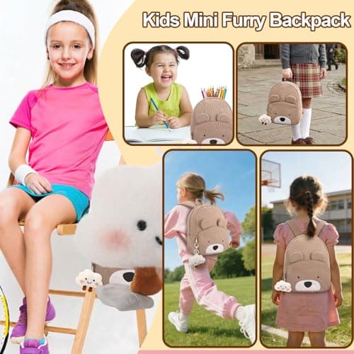 Girls Backpack Girls School Bag Kids Cute Backpack for Girl School, Khaki — view 5