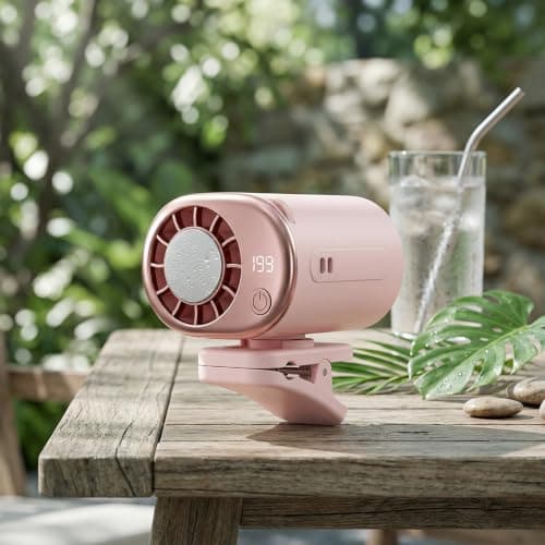 USB Car Clip Cooler Fan with LED Display (Pink) — view 2