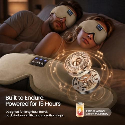 LC-dolida Bluetooth Sleep Mask Headphones, 3D Eye Mask with Headphones Bluetooth V5.4 Can Play 15Hrs Breathable Eye mask with Bluetooth Earphones for Travel,Nap Sleeping,Shift Work — view 6