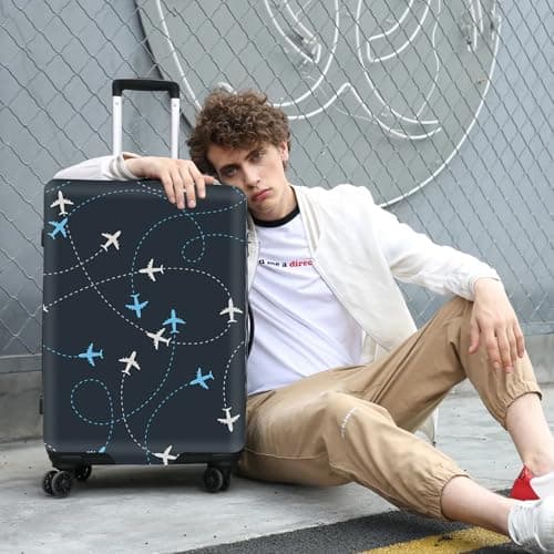 DAVBNM Luggage Cover, Travel Suitcase Covers with Zipper, Elastic Suitcase Protective Cover, Washable Dustproof Trolley Case Protector Fit 26-28 Inch (L) — view 5