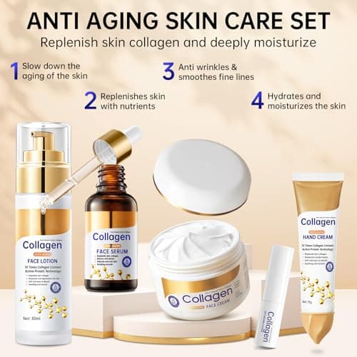 Collagen Skin Care Set, 13-In-1 Travel Skincare Kits for Firming Skin, Shrink Pores, Anti Aging Skincare Set for Reduce Wrinkles, Smooth Fine Lines, Hydrating, Facial Kits for Women & Girls. — view 3