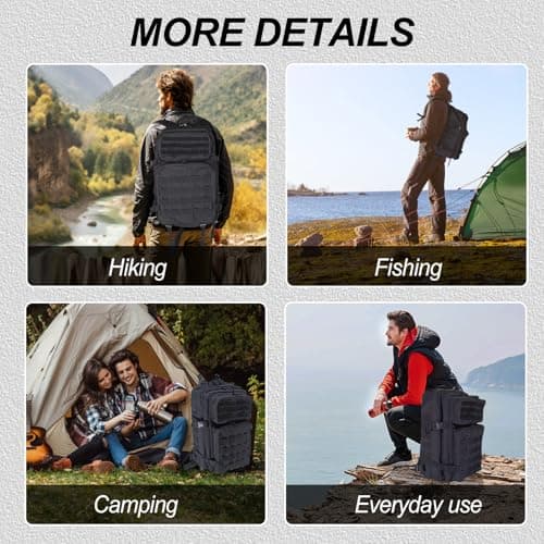 HEMSO Military Backpack 45L Waterproof Tactical Backpack Molle Backpacks Large Assault pack for Travelling Hunting Hiking Camping Fishing Trekking Gym(Black) — view 6