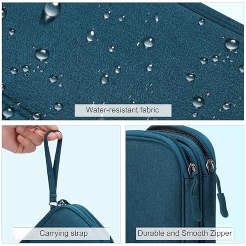 FYY Travel Cable Organiser, Electronics Accessories Bag, Waterproof Tech Storage Pouch, 2-Layer Universal Carry Case for Charger, Power Bank, USB Drive M-Dark Green — view 4