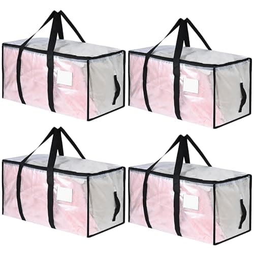 4 Pack Moving Bags - 69×36×38cm PE Waterproof Storage Bags with Zips
