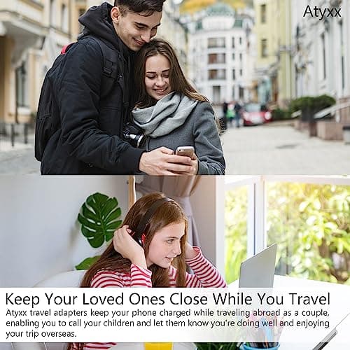 Atyxx Dual European Travel Adapter - Double Socket EU Plug Adapter with Power Indicator Light - Easy To Remove, Space Saver Europe to UK Plug Adaptor - Compatible with Sockets In 80 Countries — view 2