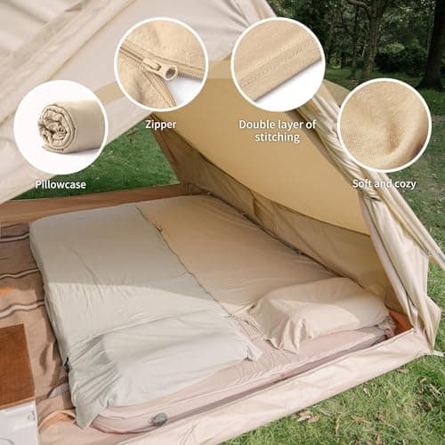 Naturehike Cotton Sleeping Bag Liner 210 x 75 cm, Cotton Travel Sheet Camping Sleep Bag Liner with Pillow Slot, Portable Lightweight Backpacking Essentials for Camping Hostels Picnic Hiking (Cream) — view 5