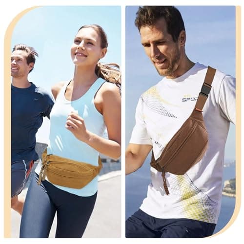 XSDSLS Corduroy Bum Bag Waist Bag for Men Women,Crossbody Waist Bag Fanny Pack with Adjustable Strap Belt Bag for Travel Festival Walking Sport Running Outdoor Gym (Khaki) — view 6
