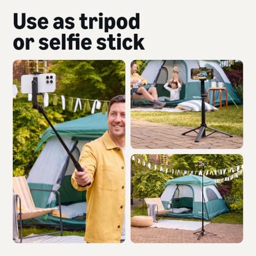 Amazon Basics Selfie Stick for Phone 91cm/36inch, Portable and Extendable Tripod, with Wireless Remote Control, Black — view 5