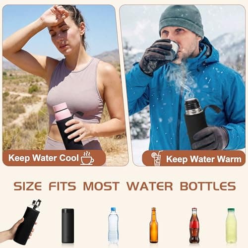 Qzakce Water Bottle Carrier Bag 3 Pack Neoprene Portable Water Bottle Sleeve Insulated Water Glass Bottles Cover with Handle for Men Women Hiking, Camping, Gym 18.5 oz (Black) — view 5
