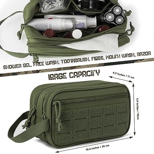 QT&QY Tactical Toiletry Bag for Men Hygiene Bag EDC Military Tool Molle Pouches Small Dopp Kit Mens Shaving Kit Travel Shower Bags with UK Patch — view 2