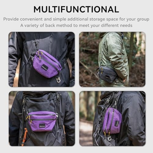 HIKEMAN Bumbag Waist Fanny Pack - Lightweight Backpack Extension Bag,Waterproof Waist Bag,Backpack Strap Pouch,Cross Body Bag Chest Bag,Backpack Attachment Bag for Running Hiking Camping (Grey) — view 5