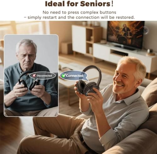 Holdsound TV Headphones Wireless for Seniors,Plug and Play & No Audio Delay — view 4
