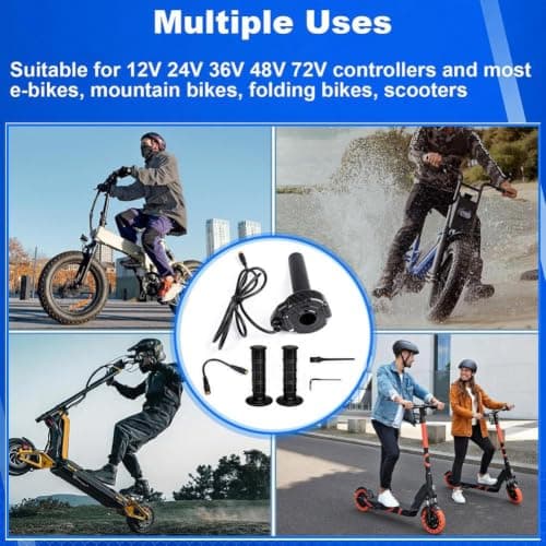 Full Twist Throttle Grip 12-72V, 3 Pin Surron Style Ebike Throttle | Carbon Fiber Pattern, WP Plug Throttles with Adapter, for Lectric XP4 Macfox X1 HappyRun Surron — view 2