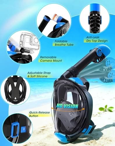 Lealinga Snorkel Set Adults, Full Face Snorkel Mask with Flippers — view 2