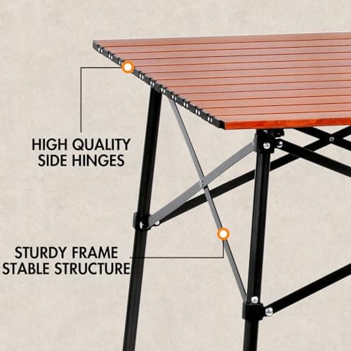 Portal Aluminium Folding Camping Table 70x70cm Square Roll Up Top 4 Person Compact Garden Table with Carry Bag for Picnic Camp Backyard BBQ — view 6