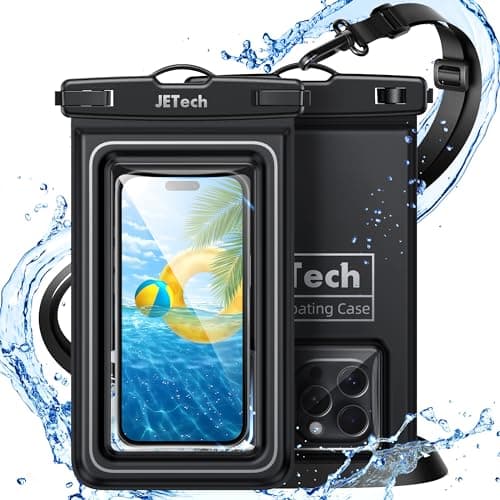 JETech IPX8 Waterproof Phone Pouch, Floating Dry Bag, Black, 2-Pack