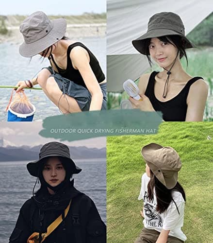 Generisch 2026 Features: Wide Brim Bucket Hat Sun Hat Boonie Hats Fishing Hiking Outdoor Hats for Women Men, gray, One Size — view 2