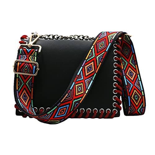 Wide Shoulder Bag Strap, Adjustable Replacement Handbag Straps Crossbody Bag Straps Purse Straps Canvas Bag Strap with Metal Swivel Hooks (Colorful)
