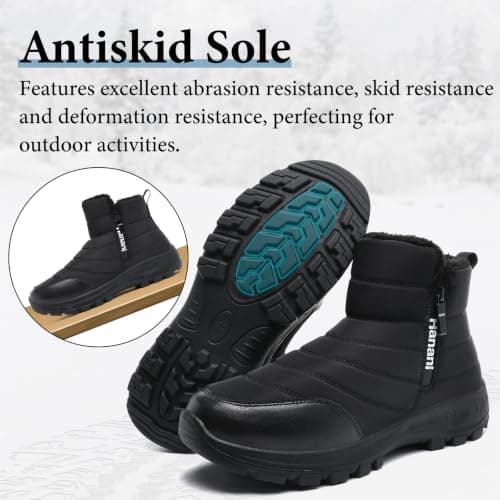 Hanani Mens Snow Boots Winter Warm Fur Lined Ankle Boots Water Resistant Zip Up Outdoor Walking Shoes Lightweight Non Slip Casual Short Booties Cotton Boots — view 5