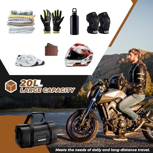 ROCKBROS Motorcycle Tail Bag Motorcycle Saddle Bag 100% Waterproof Travel Luggage Bags with Shoulder Strap Rear Seat Bag for Motorcycling Cycling Outdoor Sports, 20L — view 6