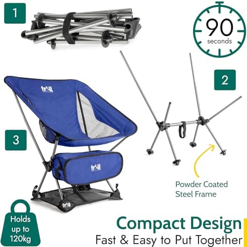 Trail Hawk Ultralight Camping Chair, Blue — view 6