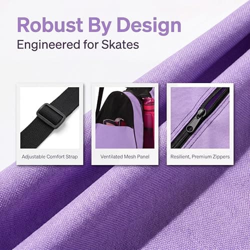 YEENAIV Skating Shoes Carry Bags Roller Skate Bag, Oxford Ice Skates Storage Bag for Kids & Adults, Unisex Adults Ice & Skate Bag Ii Fabric and Beach with Adjustable Shoulder Strap (Purple) — view 4