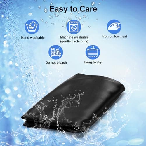 Zelimun Satin Pillowcase for Hair and Skin, Contour Pillow Cases for Cervical Pillow, Smooth & Soft for 60x40cm Memory Foam Neck Pillow, Pillow Cover with Zipper(Black) — view 5