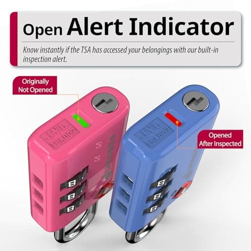 Fosmon TSA Accepted Luggage Locks, (4 Pack) Open Alert Indicator 3 Digit Combination Padlock Codes with Alloy Body for Travel Bag, Suit Case, Lockers, Gym, Bike Locks - Black, Blue, Pink, and Silver… — view 3