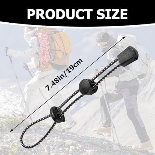 Backpack Walking Stick Holder | 4 Pcs Heavy-Duty Bungee Cord with Fixing Buckle - Secure Trekking Pole Attachment, Elastic Rope for Hiking & Camping Accessories | Quick-Clip Design (Black) (Black) — view 2