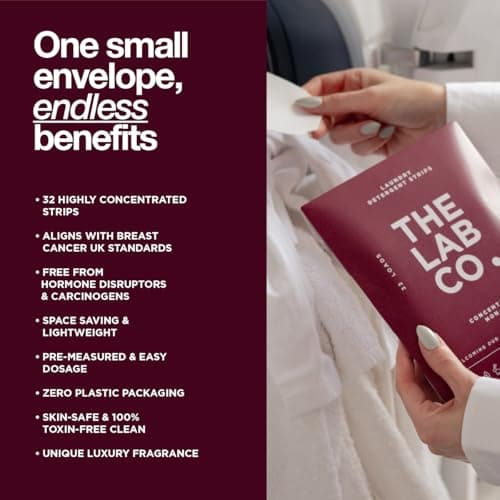 The Lab Co. Laundry Detergent Strips Washing Sheets | Eco Ultra-Concentrated | Non-Bio for Sensitive Skin | Non-Toxic Fragrance | EDC-Free | Lab-Tested | Welcoming Oud Rose Bergamot | 32 Loads — view 6