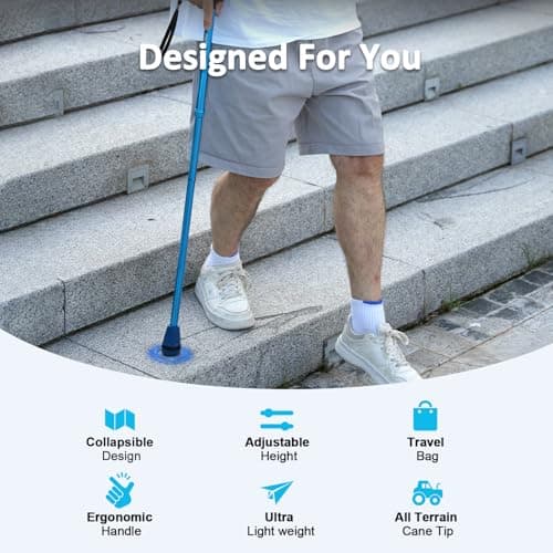 HEALTHBAZAAR All Terrain Walking Stick for Men & Women, Lightweight, Foldable, Adjustable, Shock Absorption, Collapsible Walking Stick for Seniors & Adults | HealthBazaar (Black) — view 2