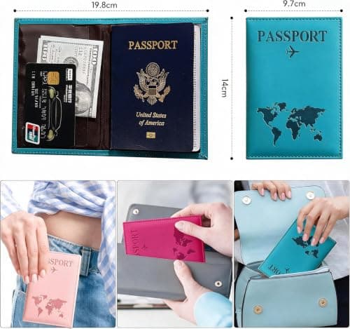 SJDOFU 4-Pack Unisex Passport Holder, PU Leather Travel Wallet — view 2
