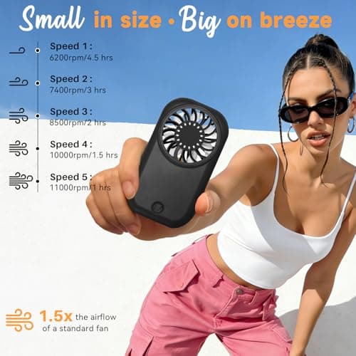 Ciaien Mini Handheld Turbo Fan,56g Pocket Fan with 11000 RPM Max Speed — view 3