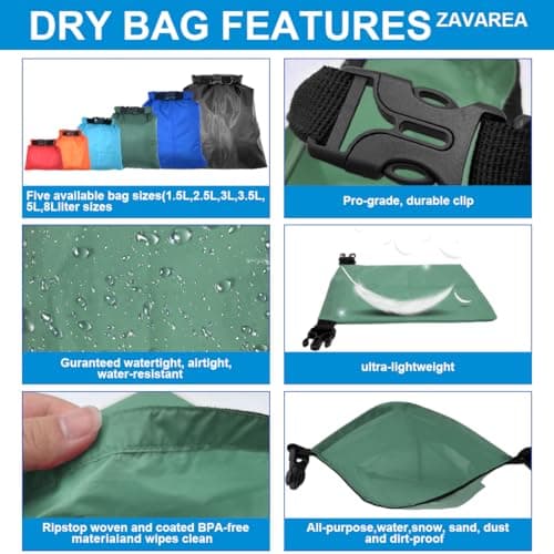 LICQIC Waterproof Dry Bag, Drybag Canoe Bag, 1 Pcs Dark Green, 3.5 Litre — view 4