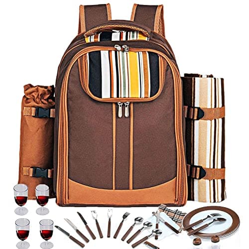Hap Tim luxury 4 Person Picnic Backpack Picnic Rucksack Bag Hamper with Insulated Cooler Compartment includes Tableware & Fleece Blanket(EU3065) — view 2