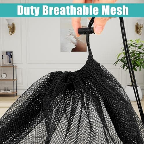 Large Mesh Laundry Bag 35.43×23.62 Inches Heavy Duty Mesh Wash Laundry Bags Drawstring Lockable Wash Bags Ball Pit Ball Storage Bag For Storage Travel Family And Apartment Dwellers Black — view 4