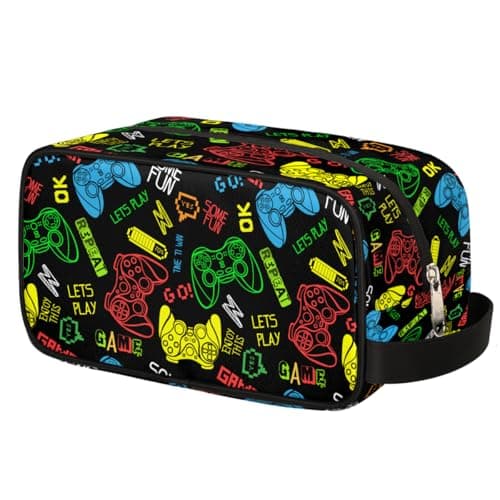 Travel Toiletry Bag for Boys Kids, Video Game Waterproof Hanging Cosmetic Hygiene Bags for Men, Shaving Kit with Large Capacity for Bathroom, Sports, Shower