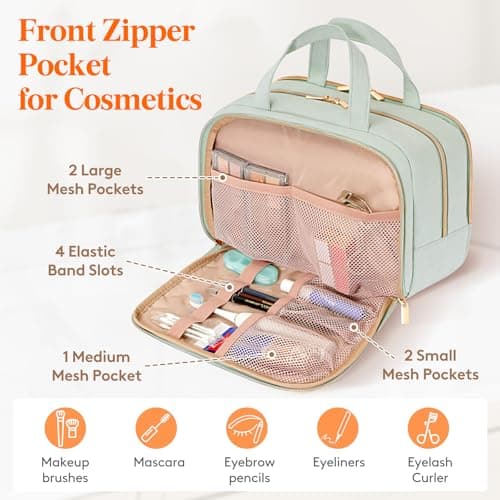 Lifewit Toiletry Bag for Women, Travel Wash Bag, Mint, Large — view 4